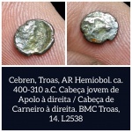 L2538 Moeda Atribuida a Cebren, TROAS, HEMIOBOL prata,