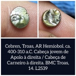 L2539 Moeda Atribuida a Cebren, TROAS, HEMIOBOL prata,