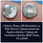 L2540 Moeda Atribuida a Cebren, TROAS, HEMIOBOL prata,