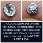 L2544 Moeda Atribuida a KASOLABA, muito RARA. TETARTEMORIN de PRATA.