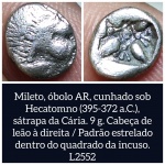 L2552 Moeda Atribuída a MILETO, OBOL de PRATA, 395-372 a.C