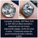 L2555 Moeda atribuida a LARANDA obol de Prata, cunhada entre 324-323 a.C