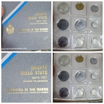 Estojo San Marino com Moedas Comemorativas incluindo uma F.A.O e uma de Prata de alto valor, baixa tiragem desses estojo originais. Peças de alto valor.