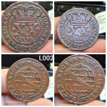 L007, Moeda Cobre XX reis, BONITA de 1736, Brasil Colonia.Reverso Invertido.