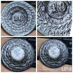 L018, Moeda Cobre 40 com Carimbo de 10 reis 1833 Cuiabá, VARIANTE PETBUS.  Brasil Império.