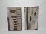 Sem assinatura - Díptico, acrílico e colagem. Cada um medindo: 34 x 20 cm.