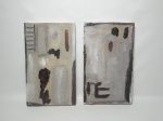 Sem assinatura - "Abstrato" Díptico em acrílico e colagem, 34 x 20cm cada.