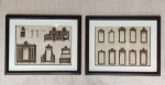 Duas reproduções emolduradas em madeira e vidro, representando móveis alemães de época. 54 x 67 cm.