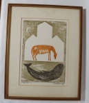 CALASANS NETO (Salvador, BA 1932 - Salvador, BA 2006) "I Itapuã Terra" xilogravura, P.A., 37,5 x 26,5cm. Assinada à lápis e datada 1978. Moldura com vidro. 53 x 43cm.