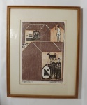 CALASANS NETO (Salvador, BA 1932 - Salvador, BA 2006) "III Itapuã Terra" xilogravura, P.A., 37,5 x 26,5cm. Assinada à lápis e datada 1978. Moldura com vidro. 53 x 43cm.