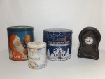 Quatro latas antigas de modelos e tamanhos diferentes. Maior 21 x 18cm diâm.