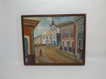 ROSITA - "Casario com igreja" óleo sobre tela, 35 x 43cm. Assinado e datado 1962.