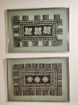 Dois papiros emoldurados em metal e vidro. Tahiti. 45 x 64cm.