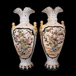 Par de grande floreiro imperial de porcelana esmaltada japonesa de Kyoto, ao estilo das peças Seifu