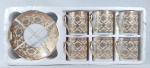 Belíssimo conjunto para café em porcelana importada, sem marca, na embalagem original e sem uso, farta decoração em ouro, perfeito estado.
