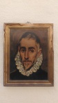 Antiga Reprodução do quadro do pintor greco-espanhol El Greco (Domenikos Theotokopoulos) Retrato de nobre ancião, do Museu do Prado, Madri, Espanha., vide detalhes nas fotos. Med 48 x 38 Cm