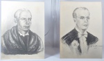 CELLI, L. - Par de retratos feitos a mão com grafite, assinados no C.I.D e datados de 1942, 16 cm X 11,5 cm.