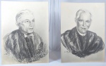 CELLI, L. - Par de retratos feitos a mão com grafite, assinados no C.I.E e datados de 1942, 16 cm X 11,5 cm.