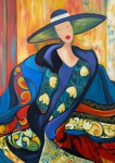 PERIN - Mulher com Chapeu de Aba Larga , OST, assinado CID e verso, med. 110X80cm. Sem moldura