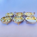 Lote com 6 (seis) taças para sobremesa com pegador e pés, em metal espessurado a prata. 2 EBERLE com 9cm de diâmetro e o outro com 8,5cm de diâmetro.Apresenta desgastes.