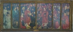 Réplica de Painéis de São Vicente de Fora de Nuno Gonçalves em eucatex com moldura em madeira. Med.: 35x80cm.