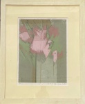 OLIMPIA COUTO - Serigrafia Flores com tiragem 145/180, assinada no C.I.D. Med.: 40x30cm e com moldura em madeira e proteção de vidro 66x54cm.