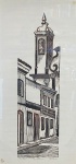 TONINHO ACO - Xilogravura Torre do Pilar  com tiragem 10/30, assinado no C.I.D. Med.: 66,5x31,5cm e com moldura em metal prateado com proteção de vidro 78,5x43,5cm.
