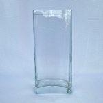 Vaso para flores em vidro no formato retangular, med. 10X8cm bocal e 22cm de altura