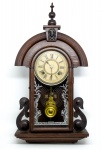 Relógio de parede Ansonia capelinha - Funcionando, com cabeça de minerva, pêndulo em metal, vidro co
