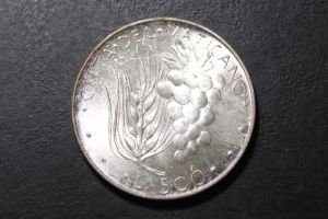 moeda de prata do Vaticano, 500 liras de 1973 flor de cunho