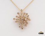 H.STERN - Colar e Pingente Ouro Nobre 18K com Diamantes Cognac - Maior - Coleção Snowflake, 41cm de