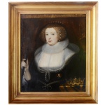 Escola Italiana. Séc. XVII / XVIII - Retrato da Rainha da França, Maria de Médici. Óleo s/ tela. 77