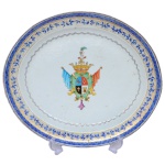 Travessa oval em porcelana Companhia das Índias, moldada com pasta de textura Peau dorange, ornam