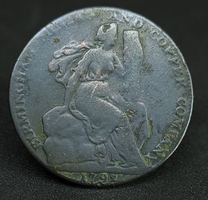 Tokens provincial do século XVIII -  Penny 1792 - George III - Warwickshire - Birmingham / Mining &