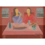 <b>DJANIRA DA MOTTA E SILVA</b><br>(1914-1979)<br>Refeição<br>Óleo s/ Eucatex<br>Ass. e datado 74, cid<br>Apresenta no verso, selo da Galeria de Arte Ipanema <br>25 x 34 cm