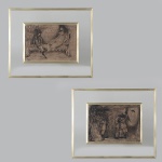 <b>REYNALDO FONSECA</b><br>(1925-2019)<br>Pendant - Figuras<br>Nanquim s/ papel<br>Ass. e datado 950, cie<br>24,5 x 34 cm
