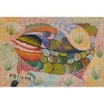 <B>FRANCISCO DA SILVA</B><BR>(1910-1985) <BR>Peixe<BR>Óleo s/ tela<BR>Ass. e datado 1972, cie<BR>23 x 34 cm