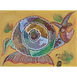 <B>FRANCISCO DA SILVA</B><BR>(1910-1985)<BR> Caracol<BR>Óleo s/ tela<BR>Ass. e datado 1972, cid<BR>25 x 33,5 cm