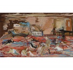 <b>VIEIRA DA SILVA, MARIA HELENA</b><br>(1908-1992)<br>Escola Portuguesa<br>La Famille Nombreuse<br>Tempera s/ cartão<br>Ass. e datada 44, cid<br>37 x 59 cm