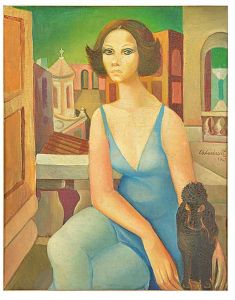 <b>DI CAVALCANTI, EMILIANO</b><br>(1897-1976)<br>Retrato de Ivete<br>Óleo s/ tela<br>Ass. e datado 1967, na lateral direita<br>92 x 73 cm