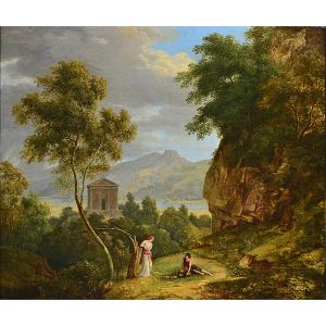 <b>TAUNAY, NICOLAS ANTOINE</b><br>(1755-1830)<br>Escola Francesa<br>Prenúncio de Tempestade<br>Óleo s/ tela <br>Ass. cie<br>55 x 65 cm