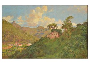<b>BAPTISTA DA COSTA, JOÃO</b><br>(1865-1926)<br>Cascatinha - Petrópolis<br>Óleo s/ madeira<br>Ass. cid<br>Participou da exposição retrospectiva ENBA 1926<br>35 x 57 cm