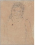 <b>RUGENDAS, JOHANN MORITZ</b><br>(1802-1858)<br>Índia Guarani<br>Técnica mista s/ papel<br>19 x 14 cm