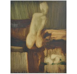 <b>BIANCO, ENRICO</b><br>(1918-2013)<br>Nu Feminino<br>Óleo s/ chapa industrializada<br>Ass. e datado 1975, cid<br>45 x 33 cm