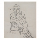<B>DJANIRA DA MOTTA E SILVA</B><BR>(1914-1979)<BR>Homem Sentado na Cadeira<BR>Nanquim<BR>Ass., situado e datado New York 14.9.45, cie <BR>35 x 26 cm