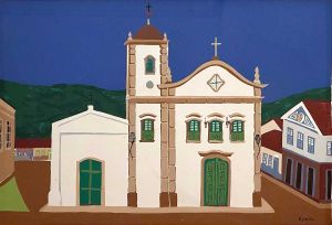 <b>DJANIRA DA MOTTA E SILVA</b><br>(1914-1979)<br>Igreja de Santa Rita  Paraty<br>Serigrafia<br>Ass. cid<br>35 x 48 cm