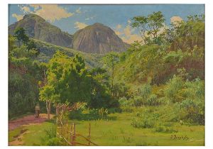 <b>BAPTISTA DA COSTA, JOÃO</b><br>(1865-1926)<br>Paisagem - Petrópolis<br>Óleo s/ madeira<br>Ass. cid<br>29 x 41 cm