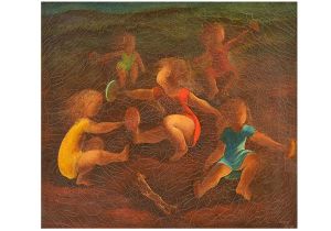 <B>TERUZ, ORLANDO</b><br>(1902-1984)<br>Crianças Brincando<br>Óleo s/ tela<br>Ass., situado e datado Rio 1971, cid e verso<br>81 x 100 cm