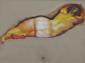 <b>JUAREZ MACHADO</b><br>(1941)<br>Nu Feminino<br>Estudo<br>Ass., situado e datado Paris 1988, no centro inferior<br>50 x 65 cm