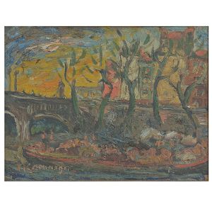 <b>KAMINAGAI, TADASHI</b><br>(1899-1982)<br>Paisagem<br>Óleo s/ madeira<br>Ass. cie<br>27 x 35 cm